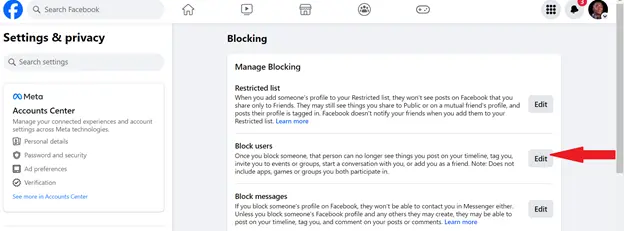 “Block users” part, choose “Edit.”